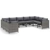 vidaXL 9 pcs conjunto lounge de jardim c/ almofad&otilde;es vime PE cinzento