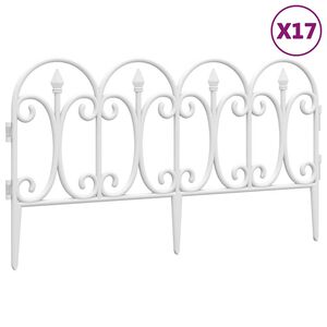 vidaXL Bordas de relvado 17 pcs 10 m PP branco