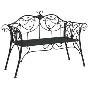 vidaXL Banco de jardim 2-N&uacute;mero de lugares 130 x 47 x 90 cm A&ccedil;o Preto