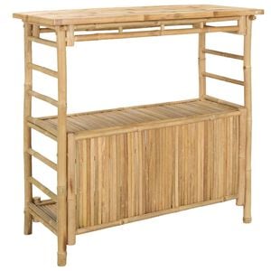 vidaXL Mesa de Bar Externa Natural 110 x 50 x 105 cm Bambu