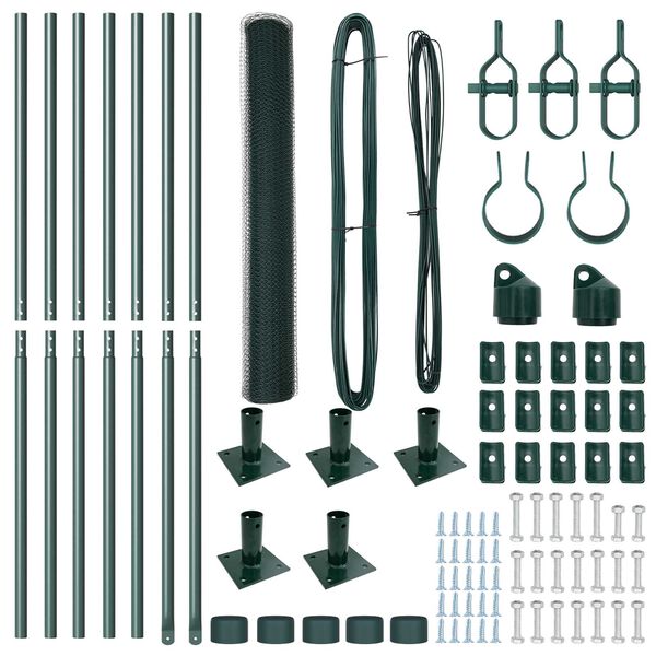 vidaXL Poste de Cerca Verde 10 x 1,2 m (malha de 13 mm) A&ccedil;o e PVC