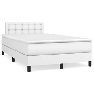 vidaXL Cama com molas/colch&atilde;o 120x200 cm couro artificial branco