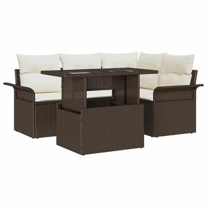vidaXL Conjunto de Sof&aacute; de Jardim 5 pcs Castanho Rattan Sint&eacute;tico