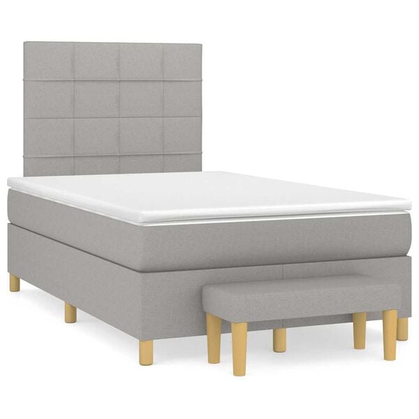 vidaXL Cama boxspring com colch&atilde;o 120x190 cm tecido cinzento-claro
