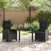 vidaXL Conjunto de Jantar para Jardim com almofada 3 pcs Preto vime PE