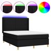 vidaXL Cama box spring c/ colch&atilde;o e LED 140x190 cm tecido preto