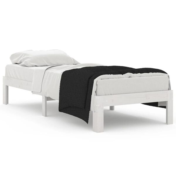 vidaXL Estrutura cama pequena solteiro 75x190 cm madeira maci&ccedil;a branco