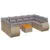 vidaXL 10 pcs conjunto de sof&aacute;s p/ jardim com almofad&otilde;es vime PE bege