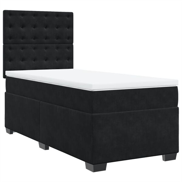 vidaXL Cama com molas/colch&atilde;o 90x190 cm veludo preto