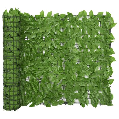 vidaXL Tela de varanda com folhas verdes 600x100 cm