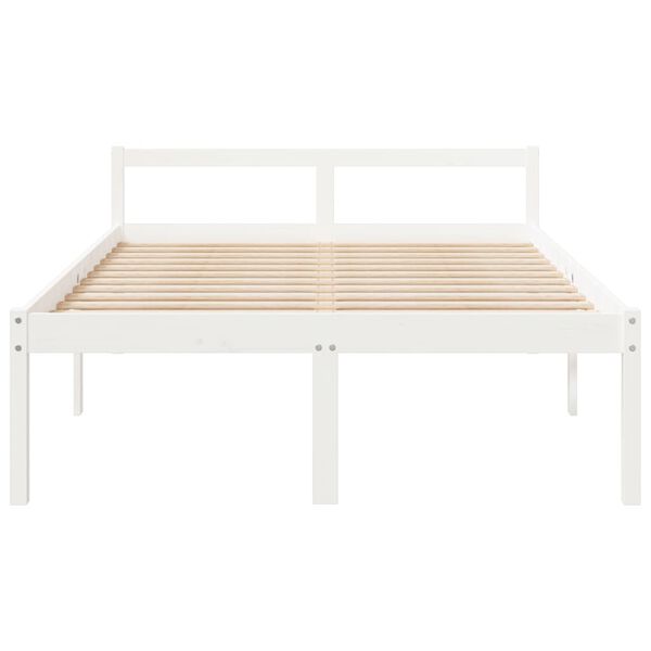 vidaXL Cama de casal pequena para idosos 120x190cm pinho maci&ccedil;o branco
