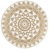 vidaXL Tapete artesanal em juta com impress&atilde;o a branco 120 cm