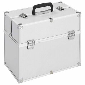 vidaXL Caixa de maquilhagem 38x23x34 cm alum&iacute;nio prateado