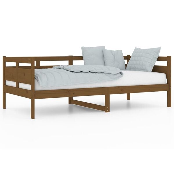 vidaXL Sof&aacute;-cama 90x190 cm madeira de pinho maci&ccedil;a castanho mel