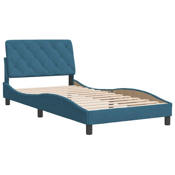vidaXL Estrutura de cama sem colch&atilde;o 100x200 cm veludo azul