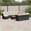 vidaXL 13 pcs conjunto de sof&aacute;s de jardim com almofad&otilde;es vime PE preto