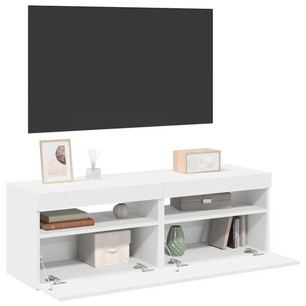 vidaXL Móveis de TV com luzes LED 2 pcs 60x35x40 cm branco