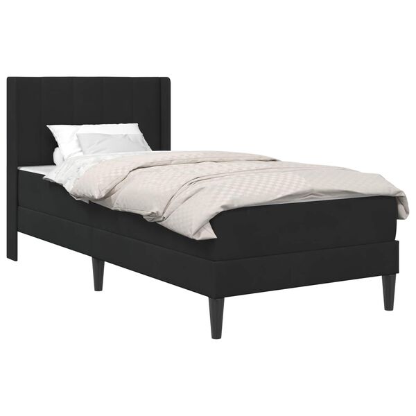 vidaXL Estrutura da Cama com colch&atilde;o Preto 90 x 200 cm Veludo