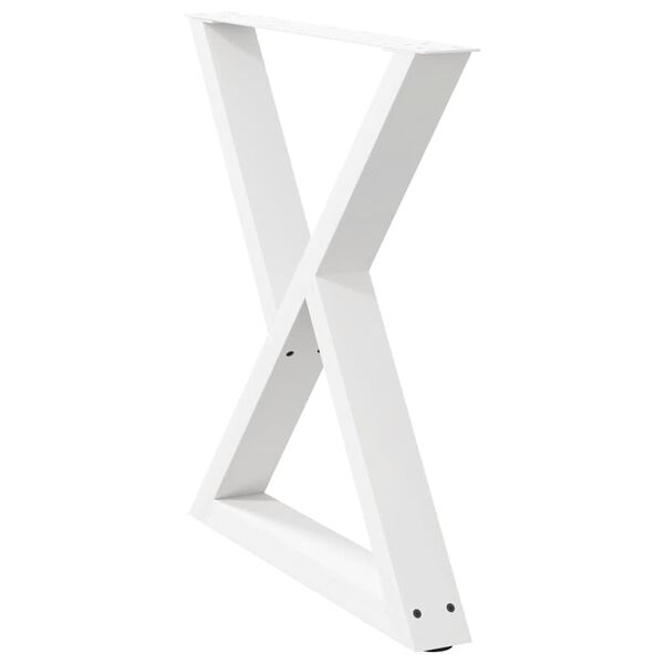 vidaXL P&eacute;s para mesa de jantar 2 pe&ccedil;as, branco, 70x(72-73,3) cm, a&ccedil;o