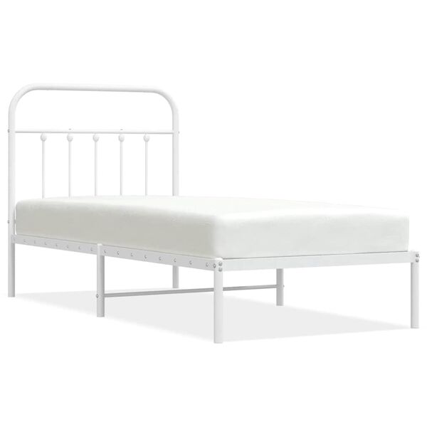 vidaXL Estrutura de cama com cabeceira 90x190 cm metal branco