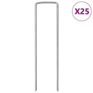 vidaXL Cavilhas de terra em forma de U 25pcs 15x3,5 cm a&ccedil;o galvanizado