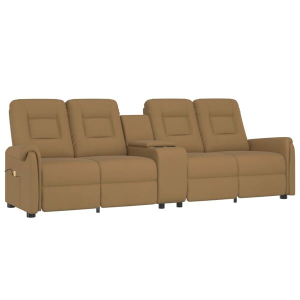 vidaXL Poltrona massagem 4 lug. recl. c/suporte copo cinza-acastanhado