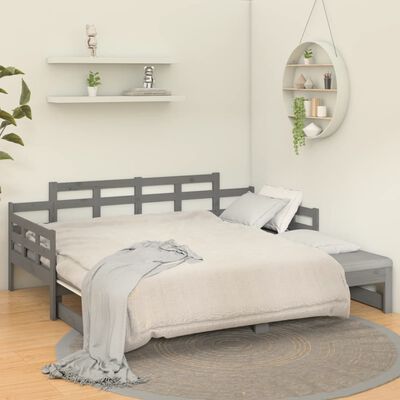 vidaXL Estrutura sofá-cama de puxar 2x(80x200) cm pinho maciço cinza