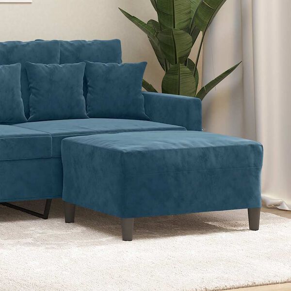 vidaXL Apoio de p&eacute;s 70x55x41 cm veludo azul