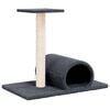 vidaXL Poste arranhador para gatos com t&uacute;nel 60x34,5x50cm cinza-escuro