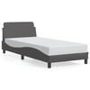 vidaXL Estrutura de cama Dover couro artificial 90x190 cm cinzento