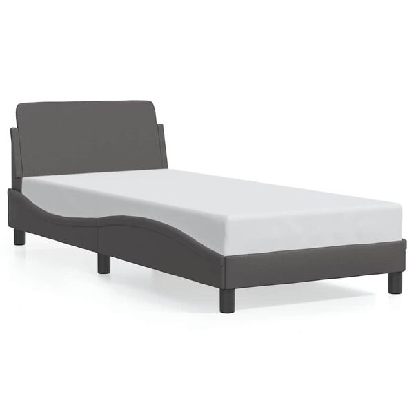 vidaXL Estrutura de cama Dover couro artificial 90x190 cm cinzento