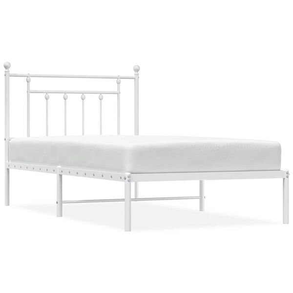 vidaXL Estrutura de cama com cabeceira 100x190 cm metal branco