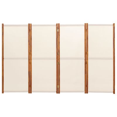 vidaXL Divisória/biombo com 4 painéis 280x180 cm branco nata