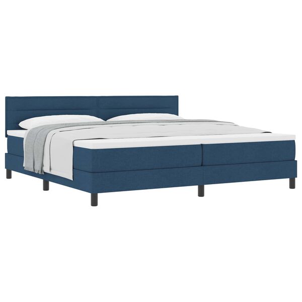 vidaXL Cama Box com cabeceira Manual Azul 200 x 200 cm tecido