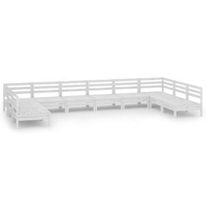 vidaXL 10 pcs conjunto lounge de jardim pinho maci&ccedil;o branco