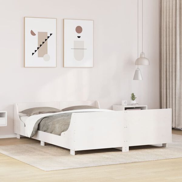 vidaXL Cama sem colch&atilde;o 120x200 cm madeira de pinho maci&ccedil;a branco