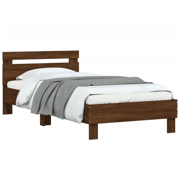 vidaXL Cama sem colch&atilde;o com cabeceira 100x200 cm carvalho castanho