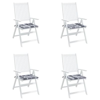 vidaXL Almofadões cadeiras jardim 4pcs tecido oxford xadrez cinzento