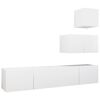 vidaXL 4 pcs conjunto de m&oacute;veis de TV derivados de madeira branco