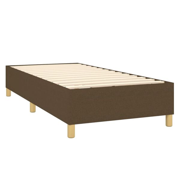 vidaXL Cama com molas/colch&atilde;o 90x200 cm tecido castanho-escuro