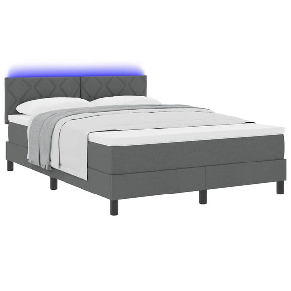 vidaXL Cama Box com colch&atilde;o Cinzento escuro 160 x 200 cm tecido