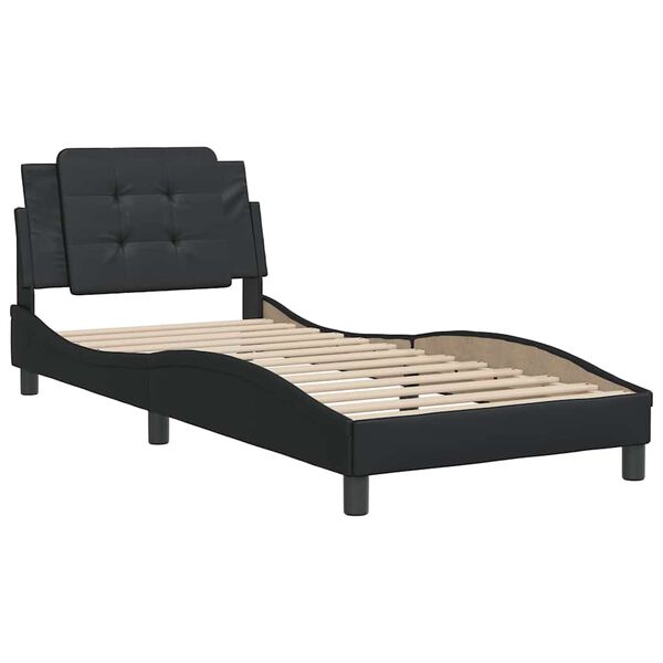 vidaXL Estrutura de cama sem colch&atilde;o Zadar 100x203cm couro artificial preto