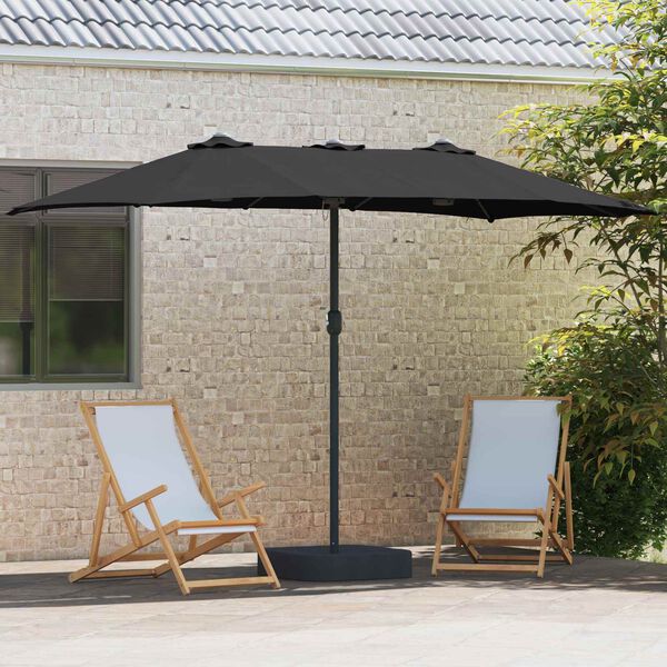 vidaXL Guarda-sol de Jardim Preto 385 x 209 x 244 cm Poli&eacute;ster