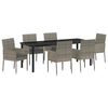 vidaXL Conjunto de Jantar para Jardim 7 pcs Cinzeto vime PE