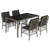 vidaXL 5 pcs conjunto de jantar p/ jardim c/ almofad&otilde;es vime PE cinza