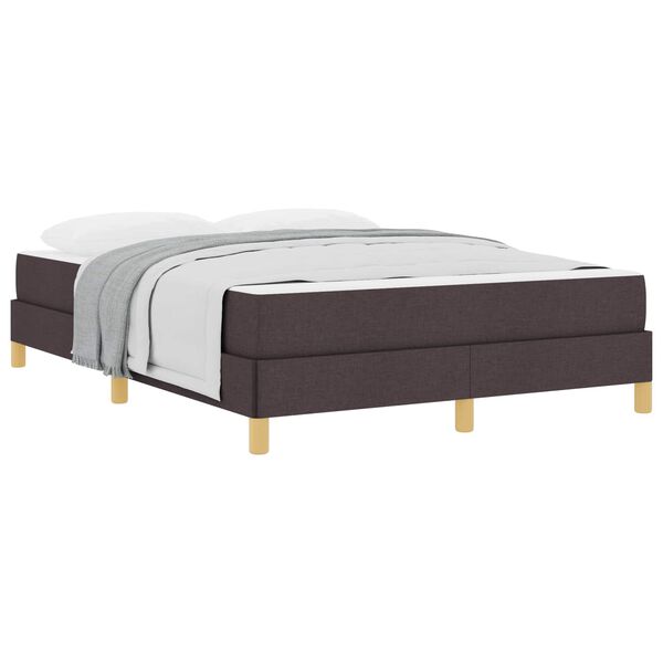vidaXL Cama Box com colch&atilde;o Marrom Escuro 140 x 190 cm tecido