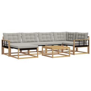 vidaXL Conjunto de Sof&aacute;s para Exterior 7 unid. Branco e Cinzento-Claro