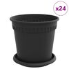 vidaXL Vasos de Plantas 24 unid. Preto Pl&aacute;stico