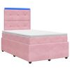 vidaXL Cama Box com LED e Colch&atilde;o Rosa 120 x 200 cm Veludo