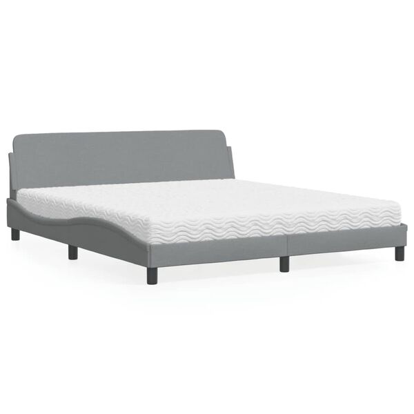 vidaXL Cama com colch&atilde;o Dover 180x200 cm tecido cinzento-claro